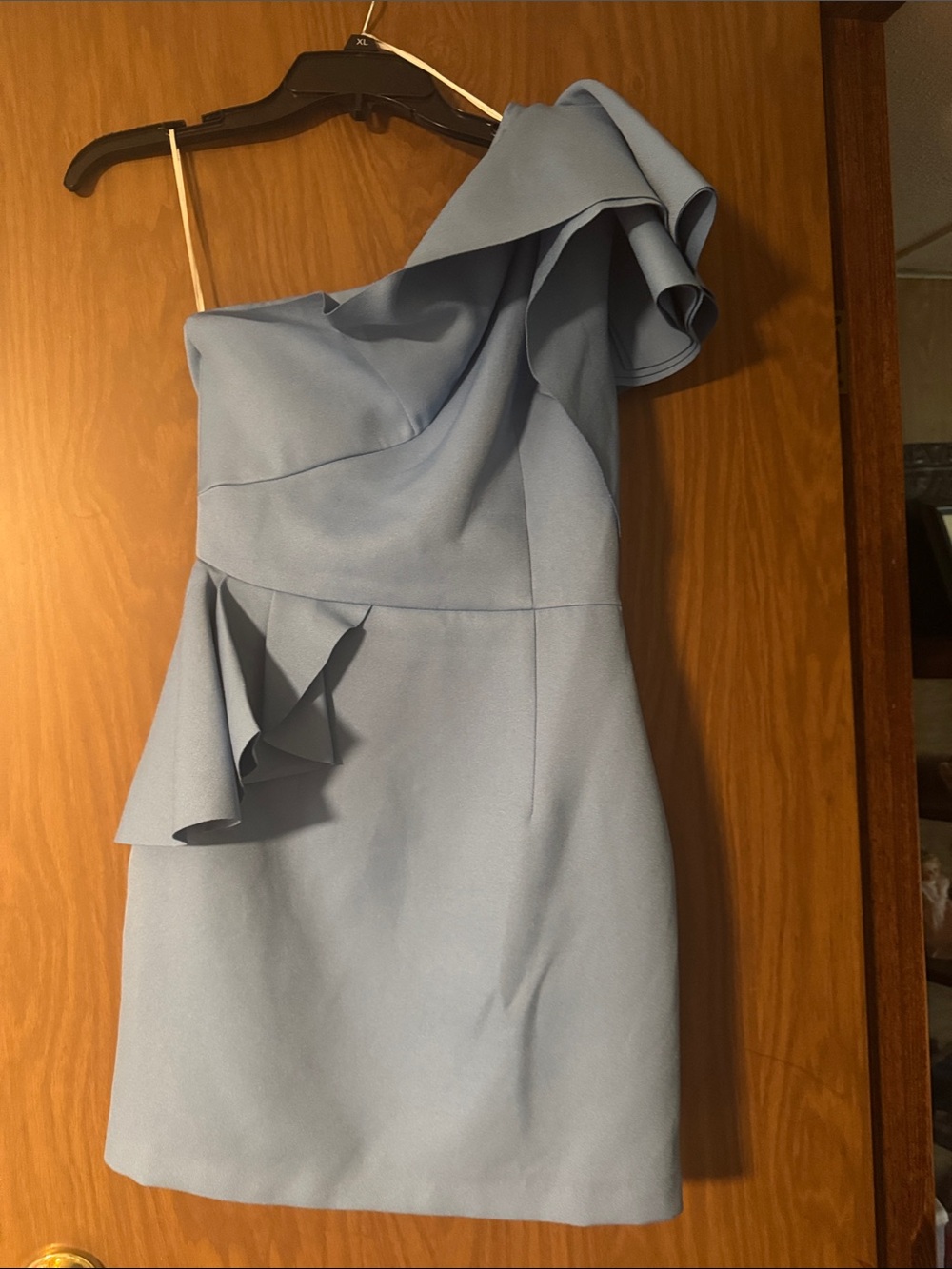 One-Shoulder Light Blue Ruffle Cocktail Dress - Elliatt